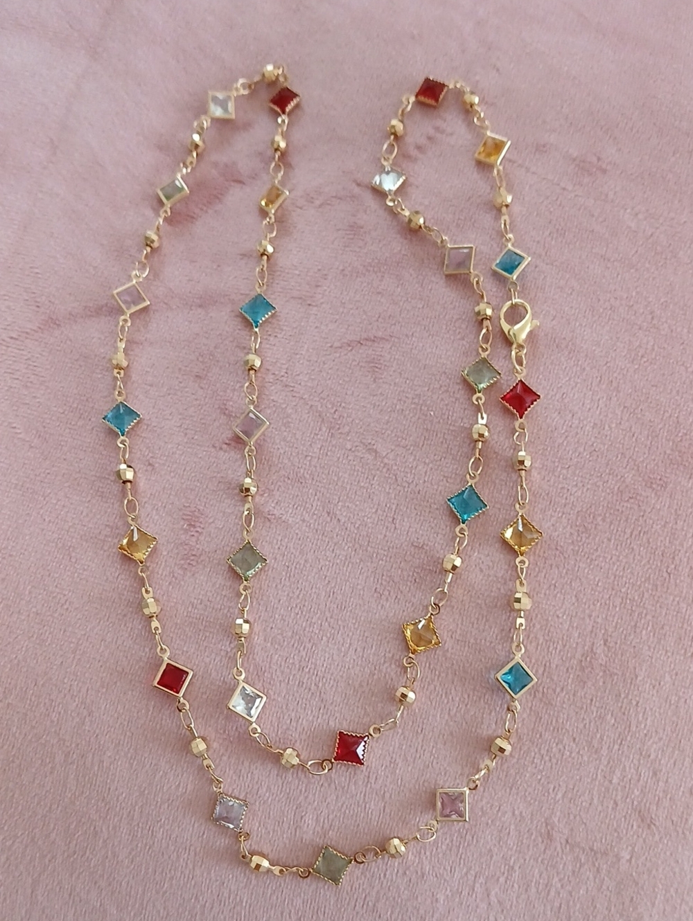 GoldFilled Multicolor Gemstone Station Necklace - Women Jewelry